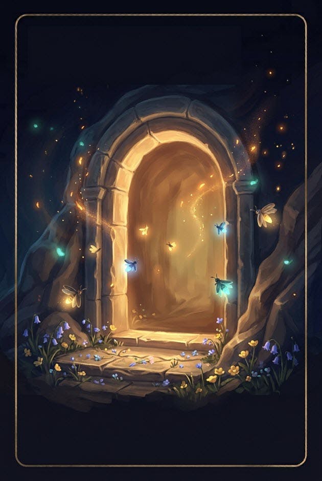 Illustrated tarot-style card featuring a full moon among stars — revealed